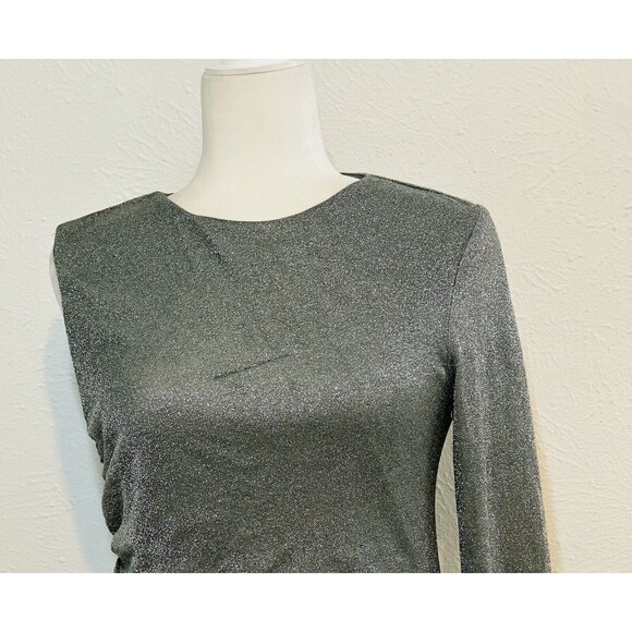 4th & Reckless Size M One Shoulder Ruched Metallic Dress Occasion Flattering - Picture 2 of 14